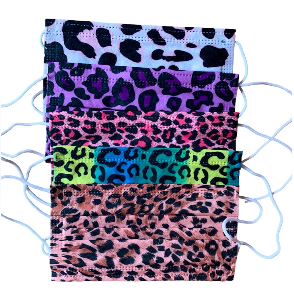 5 Piece Leopard Print Mask Set Unisex Color Multi